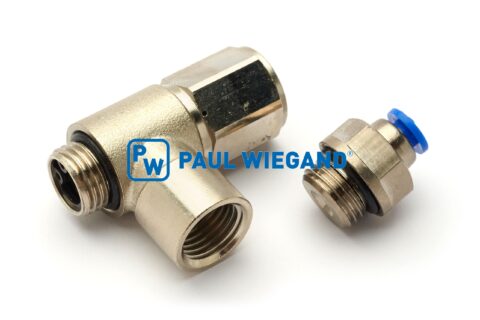 Złącze wciskane Schmidt SK650 Siłownik pneumatyczny z zaworem zwrotnym G1/4" x 4 sterowany pilotem kątowym