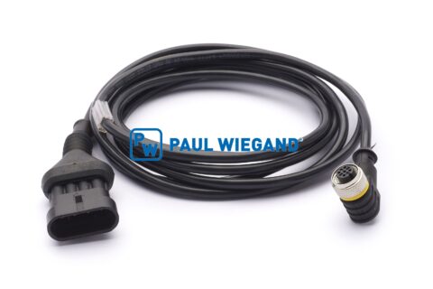 Kabel sterujący HS Fahrzeugbau ładowarka boczna MTS system pomiaru długości M12 4-biegunowy 4x0,34mm² lg: 2500