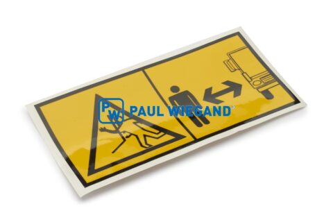 Naklejka "UVV" Faun Viatec z napisem "Niebezpieczeństwo zmiażdżenia - zachowaj ostrożność" l: 161 b: 78