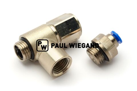 Złącze wciskane Schmidt SK650 Siłownik pneumatyczny z zaworem zwrotnym G1/4" x 4 sterowany pilotem kątowym