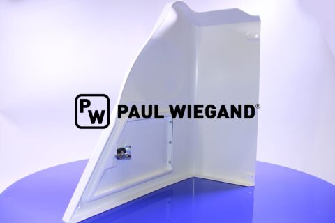 Panele Pojemnik na zmiotki Bucher Municipal Citycat 2020 tylny prawy róg biały RAL 2011